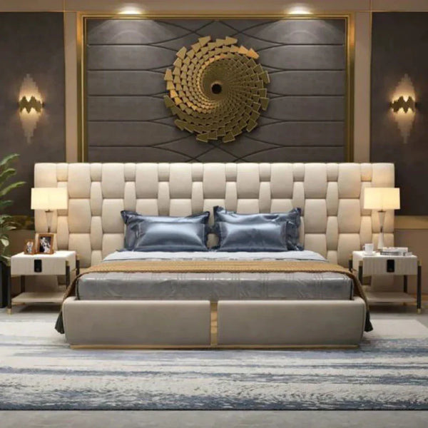 Casper Premium Upholstered Bed With Side Tables in Suede