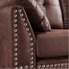 Viatol High Back Couch Mid-century Suede Leather Wood Legs Chaise Sofa - Oak Inside