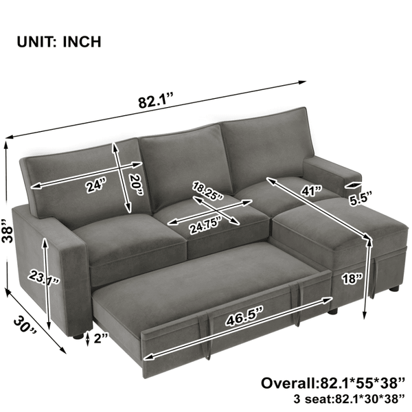 Yolo Sofa Cum Bed in Grey - Oak Inside