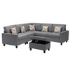 Nollon Linen Fabric Sectional Sofa with Pillows and Storage Ottoman - Oak Inside