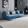 Ronaldo Sectional Sofa Set in Blue Color With Ottoman - Oak Inside