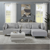 Classic Modern Suede Sofa Set in Grey - Oak Inside