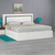 Helen PU Polish Bed in White Color - Oak Inside