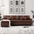 Viatol High Back Couch Mid-century Suede Leather Wood Legs Chaise Sofa - Oak Inside