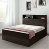 Denver Wooden Bed with Storage in Brown Glossy Finish - Oak Inside