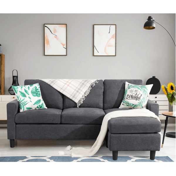 Futz Linen Upholstered L-shaped Sectional Sofa - Oak Inside
