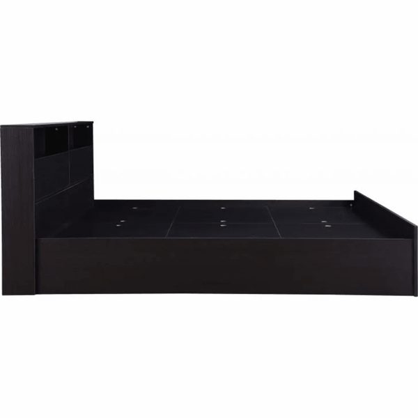 Denver Wooden Bed with Storage in Brown Glossy Finish - Oak Inside