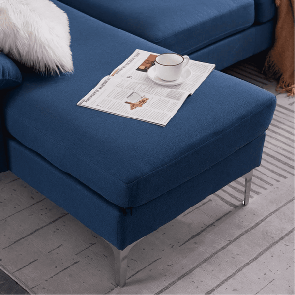 Jasmine Blue Sectional Sofa Set - Oak Inside