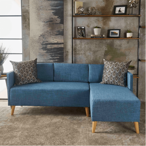 Augustus Mid-century Modern Fabric Chaise Sectional - Oak Inside