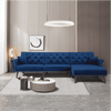 Tufted back Suede Chesterfield Sectional Sofa - Oak Inside