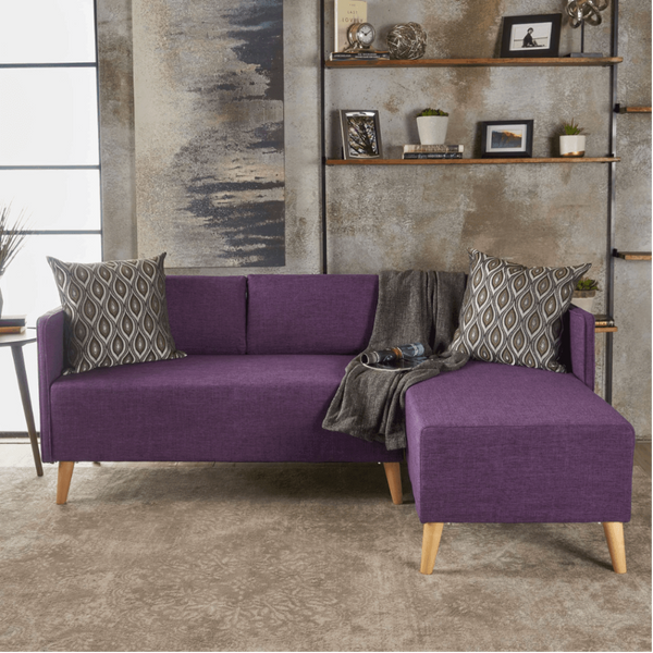 Augustus Mid-century Modern Fabric Chaise Sectional - Oak Inside