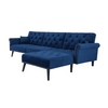 Tufted back Suede Chesterfield Sectional Sofa - Oak Inside
