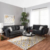 Baxton Straight Line Sofa Set in Suede - Oak Inside