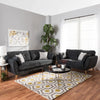 Baxton Straight Line Sofa Set in Suede - Oak Inside