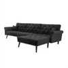 Tufted back Suede Chesterfield Sectional Sofa - Oak Inside
