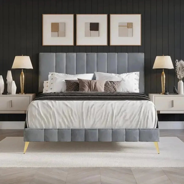 Bravo Luxury Upholstered Bed Without Storage in Suede