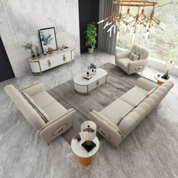 Asian Premium Straight Line Chesterfield Sofa Set in Leatherette