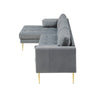 Volly High Back Couch Mid-century Suede SS Legs Chaise Sofa - Oak Inside