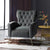 Jacky Chesterfield Chair in Suede - Oak Inside