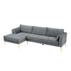 Volly High Back Couch Mid-century Suede SS Legs Chaise Sofa - Oak Inside