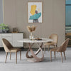 Pop-star Luxury 4 Seater Round Dining Table in Beige - Oak Inside