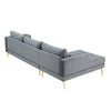 Volly High Back Couch Mid-century Suede SS Legs Chaise Sofa - Oak Inside