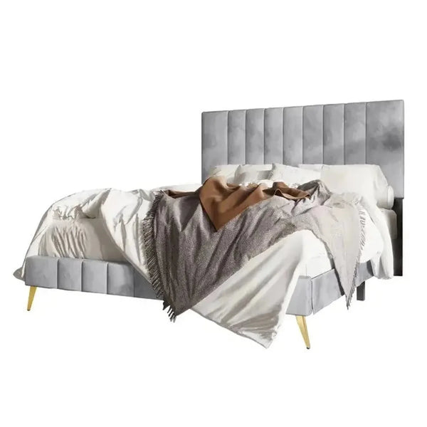 Bravo Luxury Upholstered Bed Without Storage in Suede