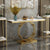 Rolex Golden Console Table - Stainless Steel - Oak Inside