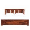 Honey Solid Wood King Size Bed with Storage in Honey Oak Finish - Oak Inside