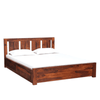 Honey Solid Wood King Size Bed with Storage in Honey Oak Finish - Oak Inside