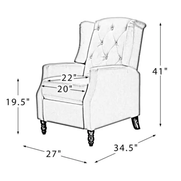 Cayo Chesterfield Wing Chair in Green Color - Oak Inside