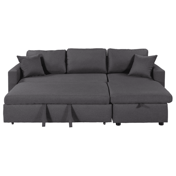 Glossy L-Shaped Sectional Storage Sofa Cum Bed - Oak Inside