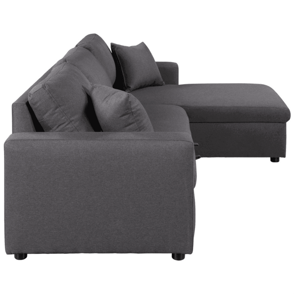Glossy L-Shaped Sectional Storage Sofa Cum Bed - Oak Inside