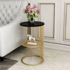 Inox Side Table in Stainless Steel with Marble Top
